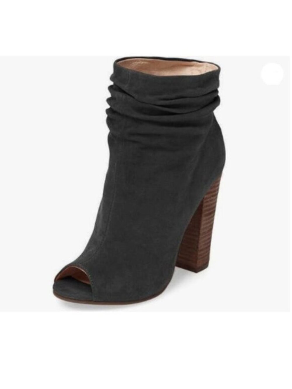 FSJ Black Stylish Peep Toe Slouch Ankle Boots Chunky Stacked Heels Shoes